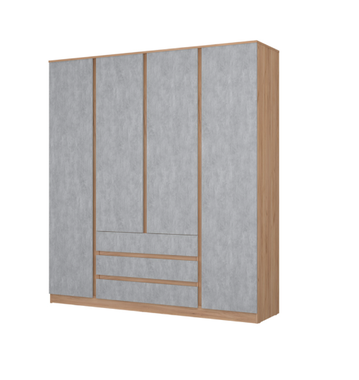 Шкаф 4-х створчатый "Бентон"  (Бетон/Дуб крафт золотой)